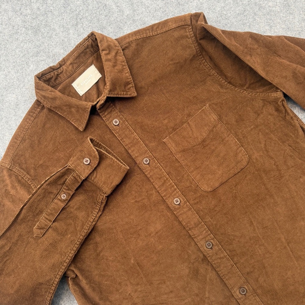 EVERLANE Men's Brown Corduroy Dress Shirt S Organic Cotton Relaxed Fit